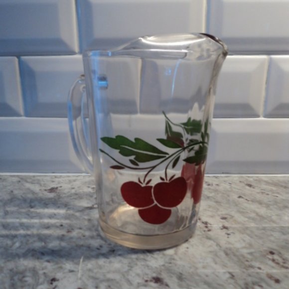 vintage anchor hocking glass water pitcher cherry pattern - Picture 4 of 9